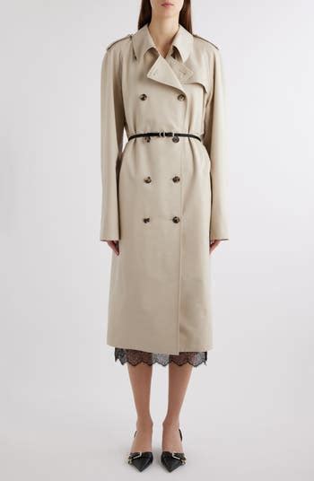 trench coat givenchy|Givenchy Voyou Belted Lace Hem Trench Coat .